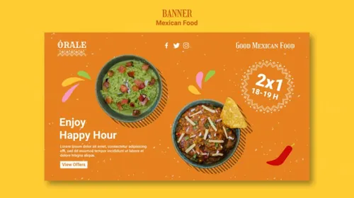 墨西哥鸡肉卷快餐饮食美食宣传海报广告PSD模板素材 Mexican food post template
