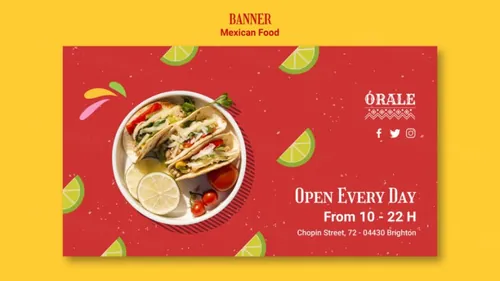 墨西哥鸡肉卷快餐饮食美食宣传海报广告PSD模板素材 Mexican food post template