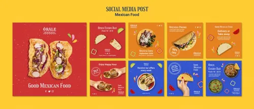 墨西哥鸡肉卷快餐饮食美食宣传海报广告PSD模板素材 Mexican food post template