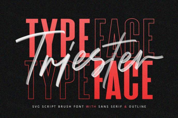 纯手工制作的英文字体 Triester SVG Brush Font Free Sans