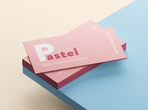女性粉色系小清新名片设计提案样机PSD模板素材 Pastel business cards mockup