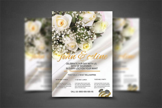 婚礼宣传海报模版 Wedding – Flyer Template
