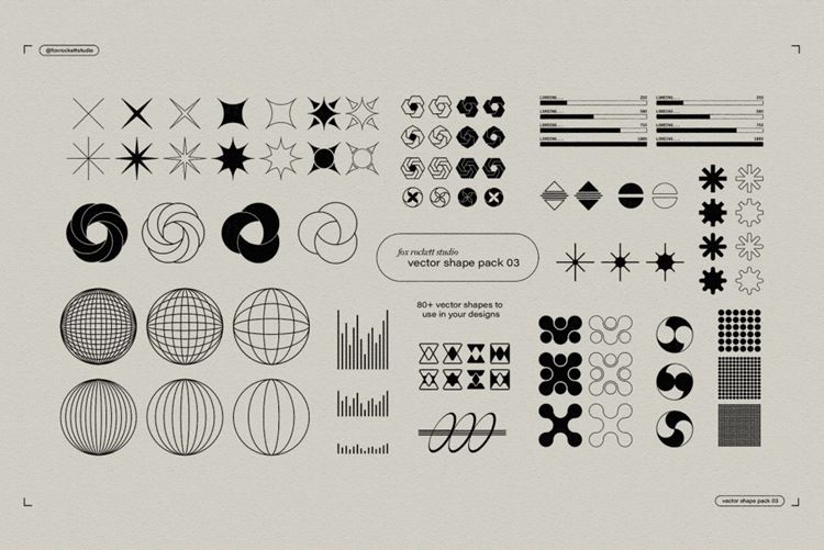 80+未来派科技抽象矢量形状素材 Fox Rockett S