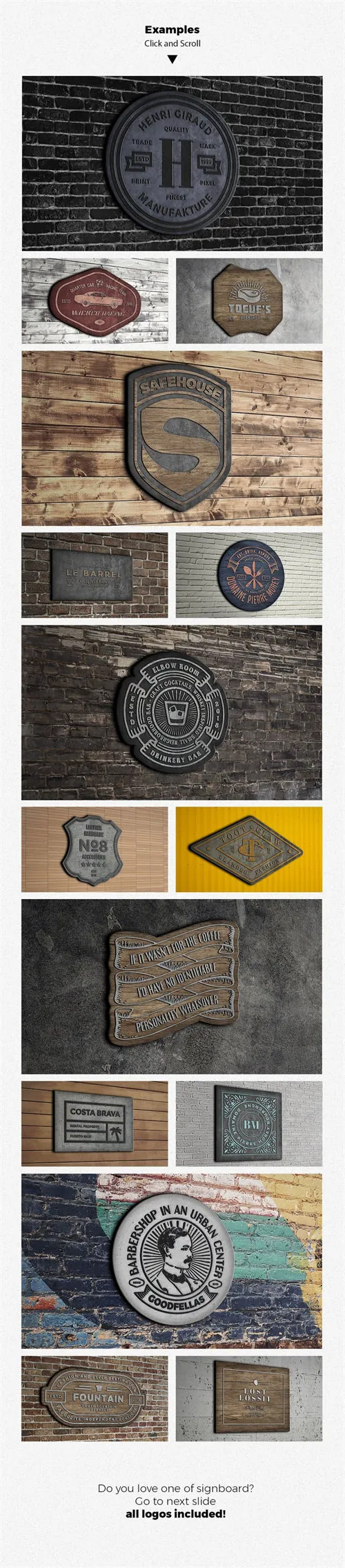 复古招牌徽章LOGO设计模版【含样机】3D signboard logo mock + templates