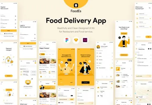 外卖订餐餐厅送餐移动APP UI界面素材 FoodEs - Food