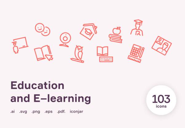 在线教育培训矢量图标集 Education  E–learning