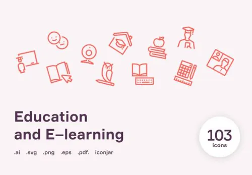 在线教育培训矢量图标集 Education  E–learning