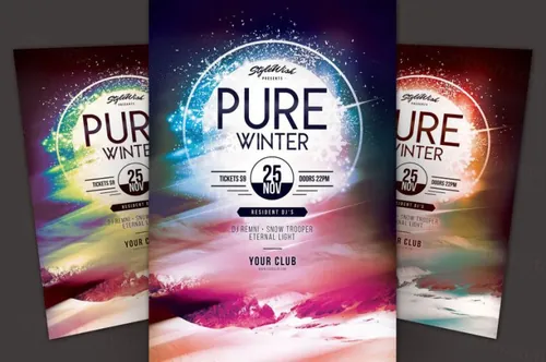 纯冬季传单模板 Pure Winter Flyer Template