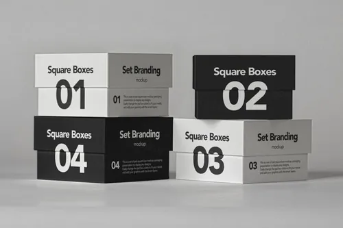高质量方盒鞋盒包装设计提案样机PSD模板 Psd Square Box Mockup Set
