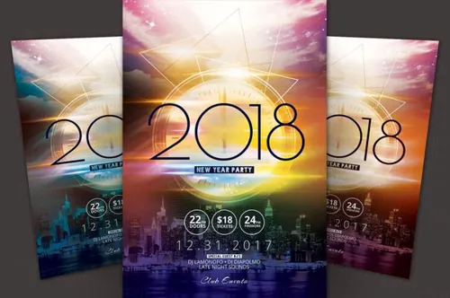新年派对海报模板 New Year Party Flyer Template