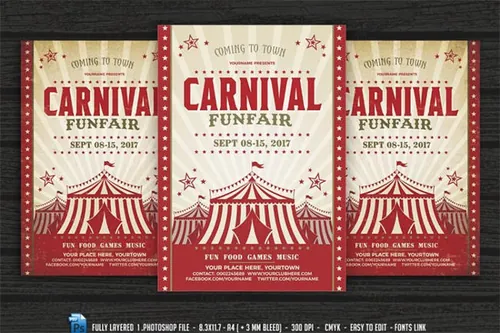 马戏团海报模板 Carnival amp;amp; Fun Fair Flyer Poster