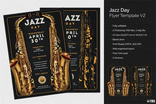 爵士音乐海报模板 Jazz Day Flyer