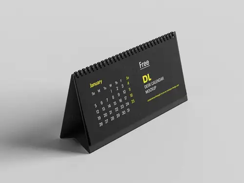 桌历台历日历设计提案样机PSD模板 DL desktop calendar mockup