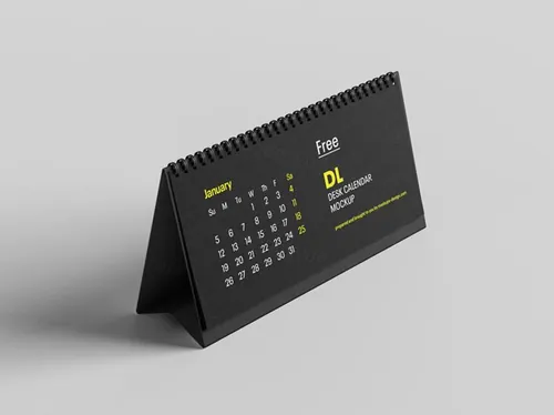 桌历台历日历设计提案样机PSD模板 DL desktop calendar mockup