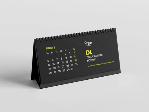 桌历台历日历设计提案样机PSD模板 DL desktop calendar mockup