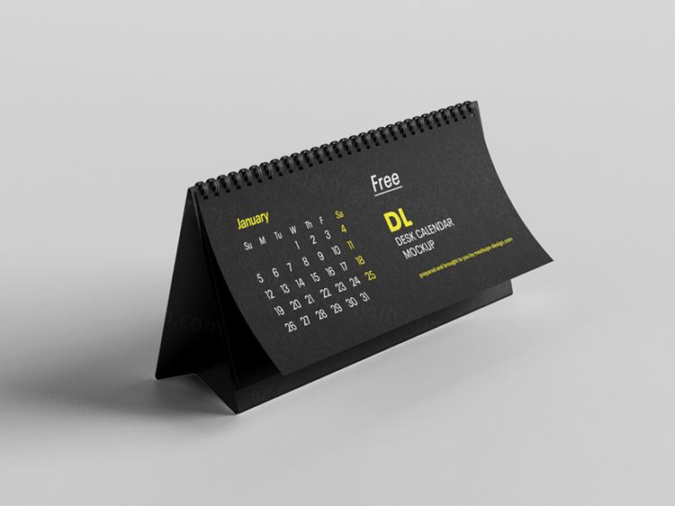 桌历台历日历设计提案样机PSD模板 DL desktop calendar mockup