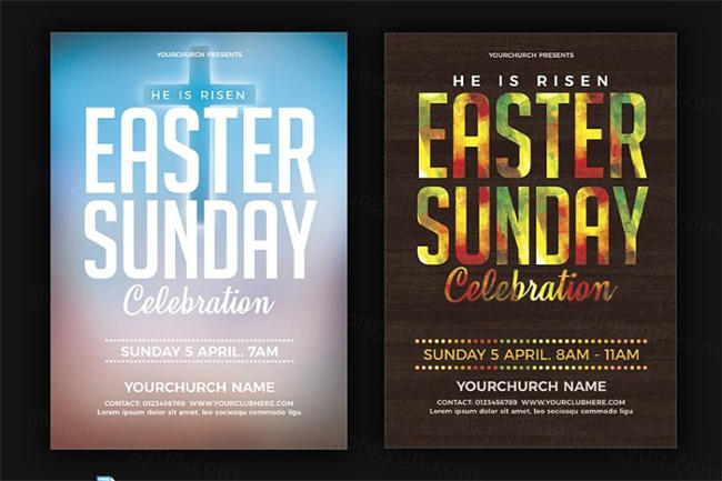 复活节传单海报 Easter Sunday Flyer Poster