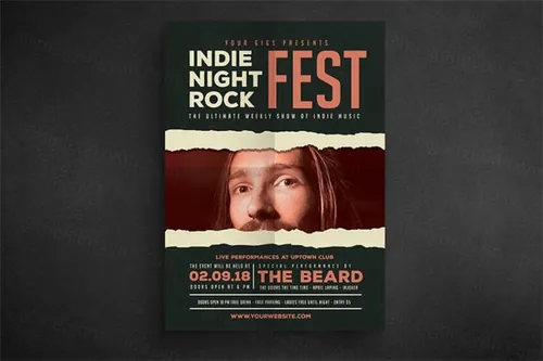 独立摇滚活动传单模板 Indie Rock Event Flyer