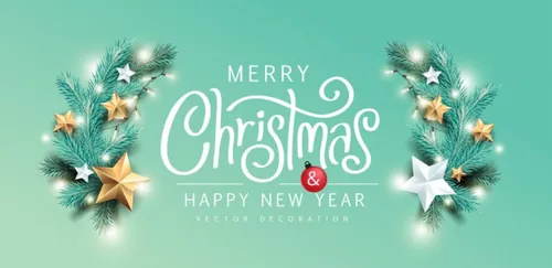 圣诞树冷杉树枝写实风格圣诞节新年促销海报EPS矢量模板素材