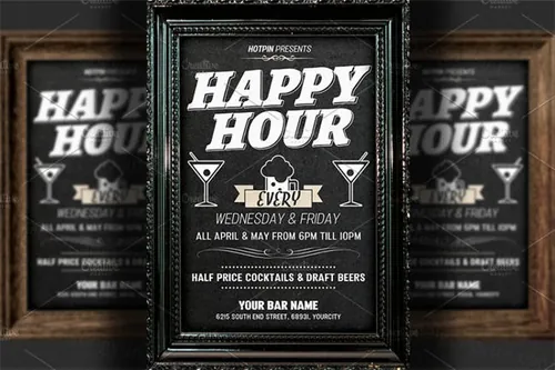 欢乐时光海报设计模板 Happy Hour Flyer Template