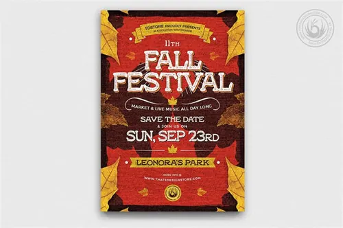 秋天节日海报模板 Fall Festival Flyer