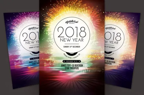 创意新年海报模板  New Year Flyer