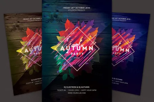 秋季主题海报模板 Autumn Party Flyer Template