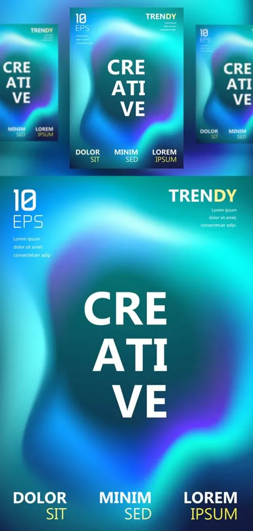 现代抽象液体渐变音乐节A4广告海报设计模板 Trendy Vector Fluid Gradient A4