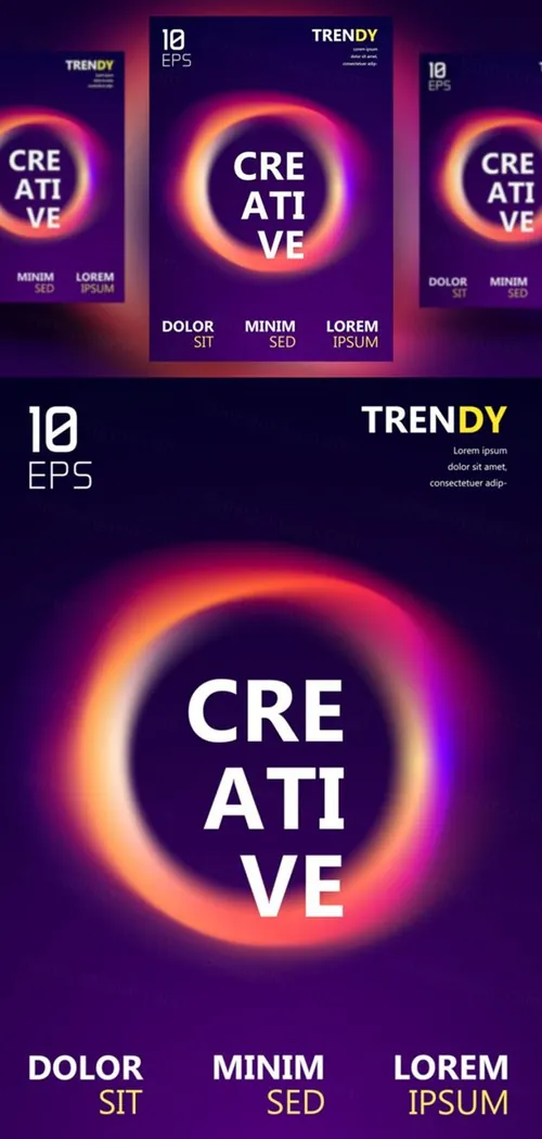 现代抽象液体渐变音乐节A4广告海报设计模板 Trendy Vector Fluid Gradient A4