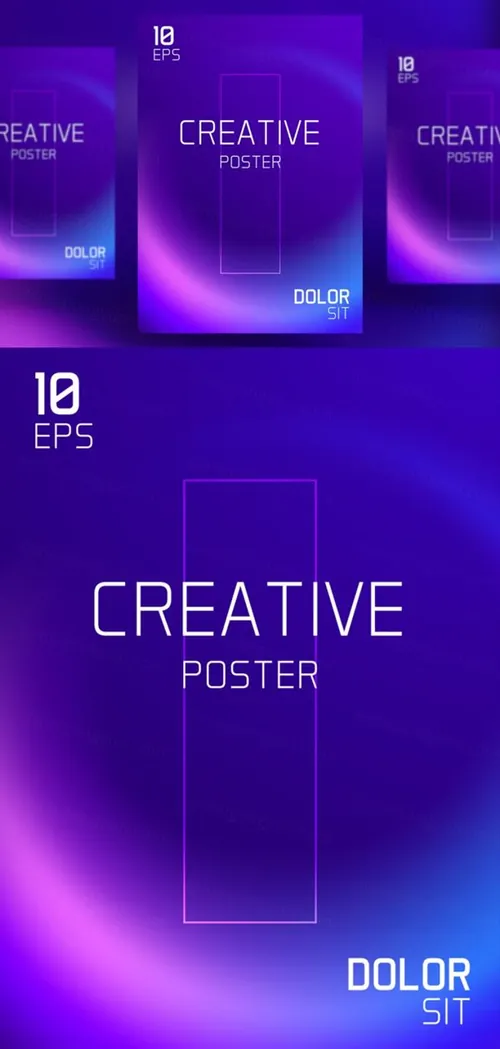 现代抽象液体渐变音乐节A4广告海报设计模板 Trendy Vector Fluid Gradient A4