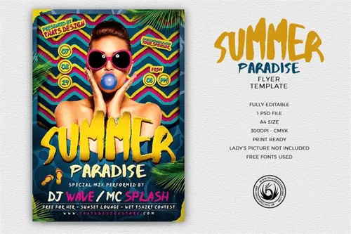 夏日音乐派对海报设计PSD模板 Summer Paradise