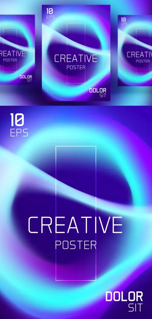 现代抽象液体渐变音乐节A4广告海报设计模板 Trendy Vector Fluid Gradient A4