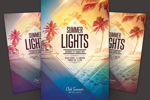 夏季光线传单模板 Summer Lights Flyer Template