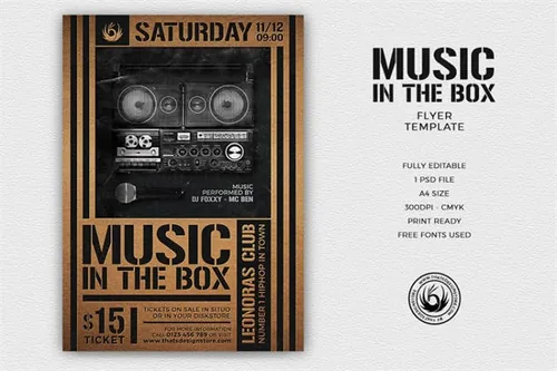 怀旧音乐海报模板 Music in the Box Flyer
