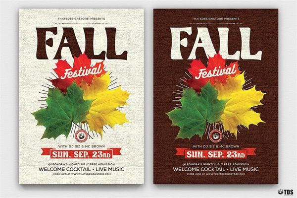 秋天节日主题传单PSD模板 Fall Festival Flyer