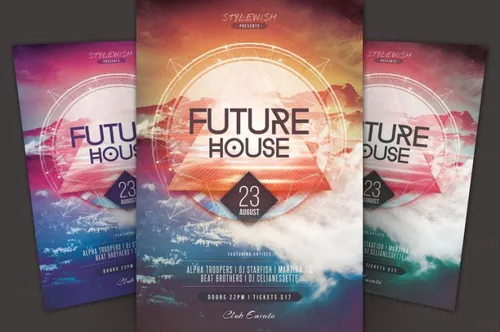 未来音乐盛会海报模板 Future House Flyer Template