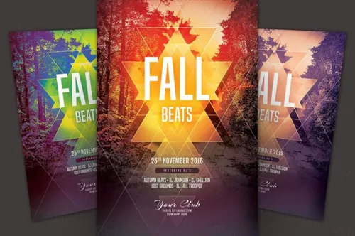 秋季主题海报模板 Fall Beats Flyer Template