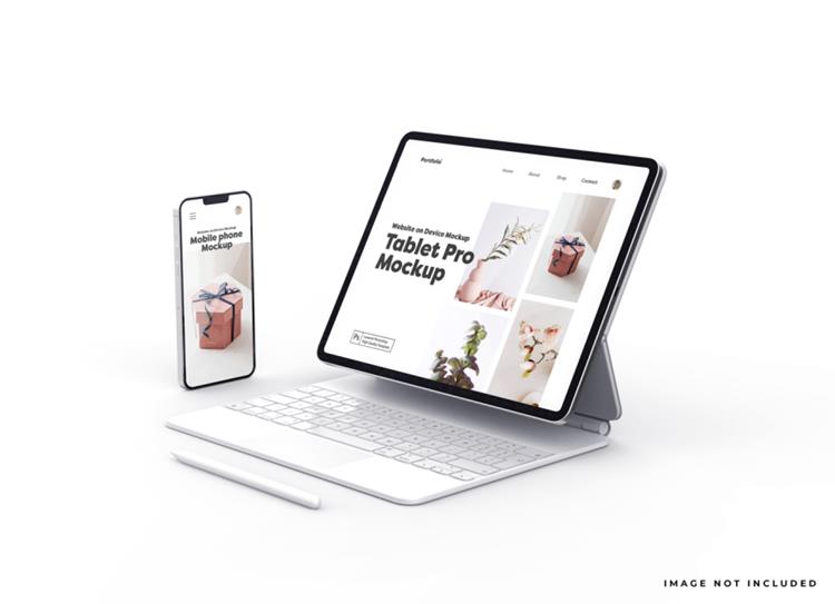 Apple iPad Pro带有键盘的平板电脑Web UI设