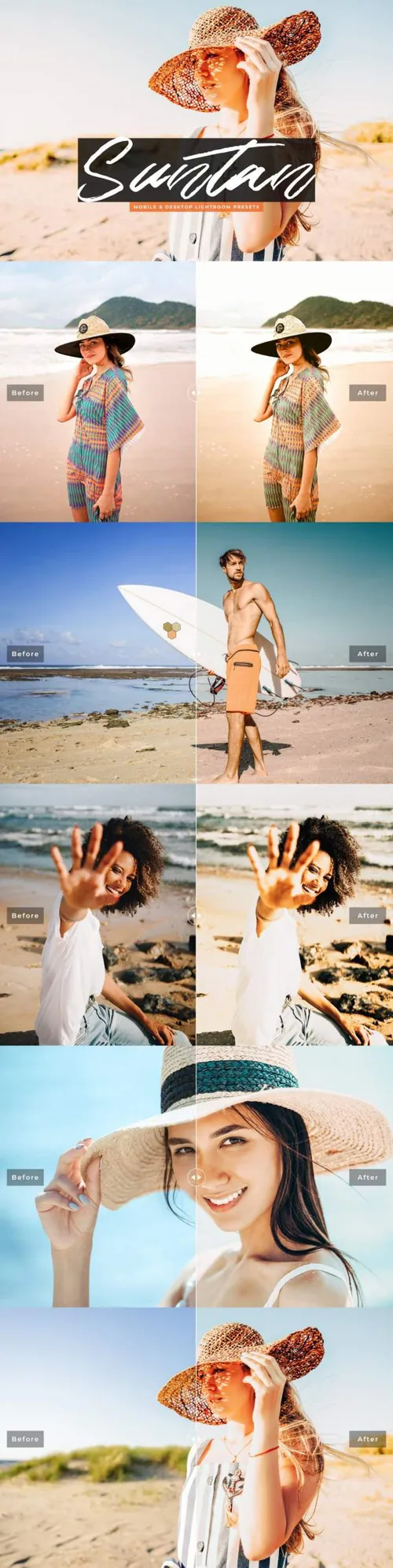 海滩旅行人像摄影滤镜人像预设Suntan Lightroom