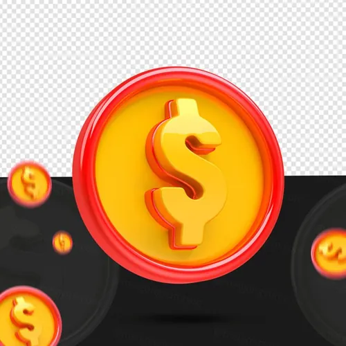 三维立体金币图标素材 Coin 3d front for composition isolated