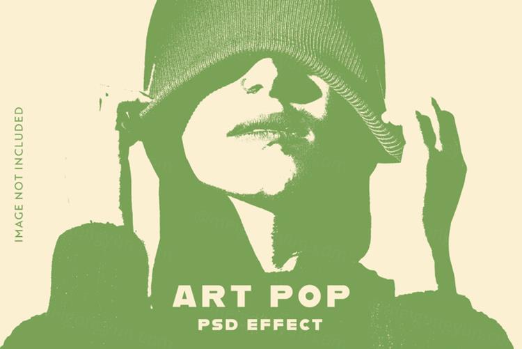 潮流复古Pop艺术文化单色图片特效处理滤镜PS置换模板素材
