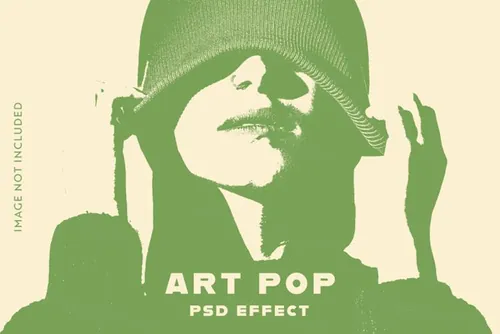 潮流复古Pop艺术文化单色图片特效处理滤镜PS置换模板素材