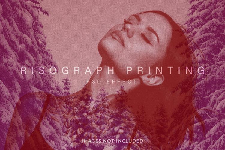 潮流复古双重曝光颗粒感图片特效处理滤镜PS置换模板素材 Ri