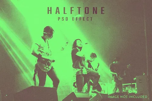 潮流复古半色调颗粒模糊图片特效处理滤镜PS置换模板素材 Br