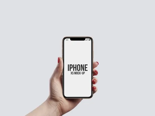 手持苹果Xs手机场景展示样机模版 iPhone XS in Hand Mockups