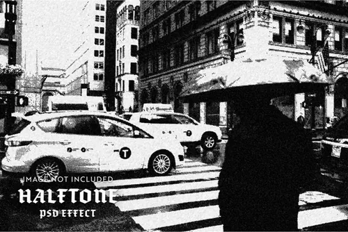 潮流复古黑白双色调条纹网点图片特效处理滤镜PS置换模板素材