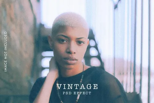 潮流复古颗粒模糊图片特效处理滤镜PS置换模板素材 Vinta