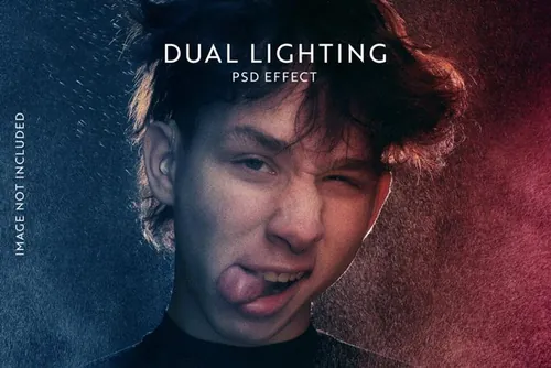 潮流双重照明图片调色特效处理滤镜PS置换模板素材 Dual
