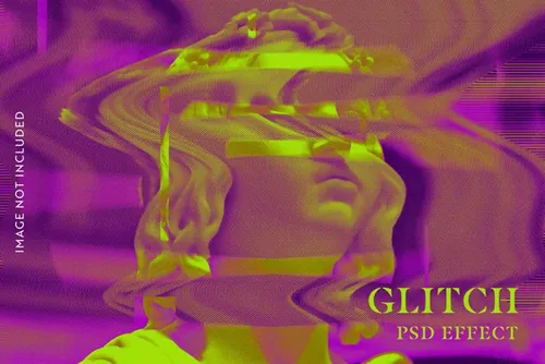 潮流彩色故障艺术图像扭曲错位特效处理滤镜PS置换模板素材 G