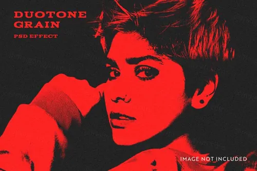 潮流复古双色调颗粒感图片特效处理滤镜PS置换模板素材 Duo